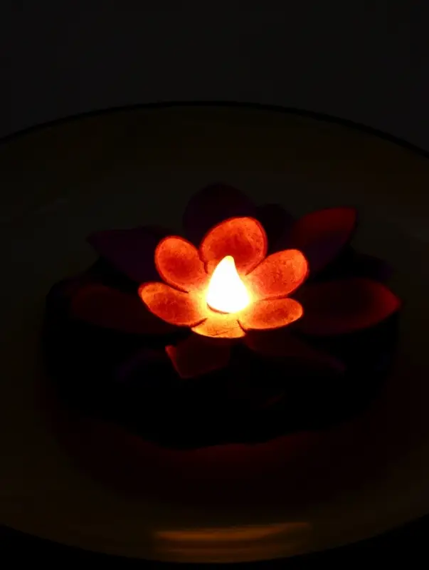 Садовый светильник для водоемов 10 х 13 х 15 см, на батарейке "Лотос" фиолетовый СК-003