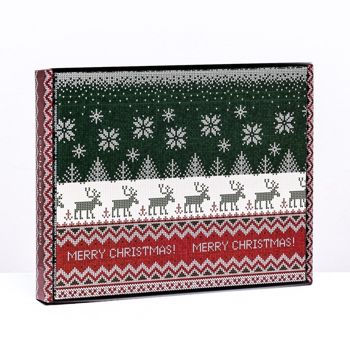 Новый год. Коробка сборная крышка-дно с окном, Новый год. Коробка сборная крышка-дно с окном, "Скандинавия", 26 х 21 х 4 см.