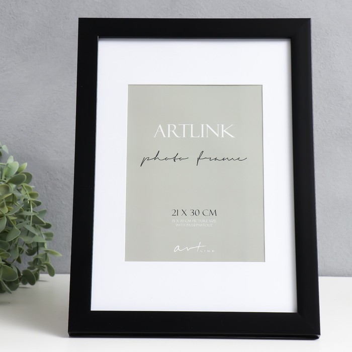 Фоторамка пластик Фоторамка пластик "Gloria" 21х30 см, с паспарту, чёрный