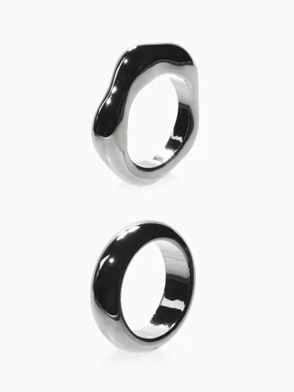 Кольцо пластик &laquo;Стиль&raquo;, набор 2 шт. размер 17, цвет серебро