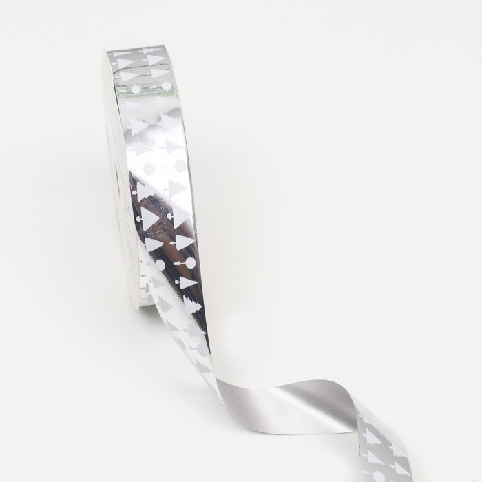 Новый год. Лента для декора и подарков, ёлки, 2 см х 45 м Новый год. Лента для декора и подарков, ёлки, 2 см х 45 м