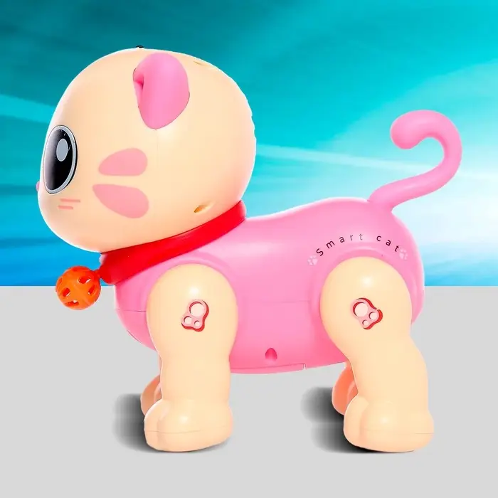 Робот кот &laquo;Пультовод&raquo; ZHORYA, на пульте управления, интерактивный: сенсорный, звук, свет, на батарейках, на русском языке, розовый