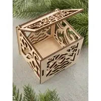 Ёлочные игрушки деревянные в коробке, набор 15 шт.