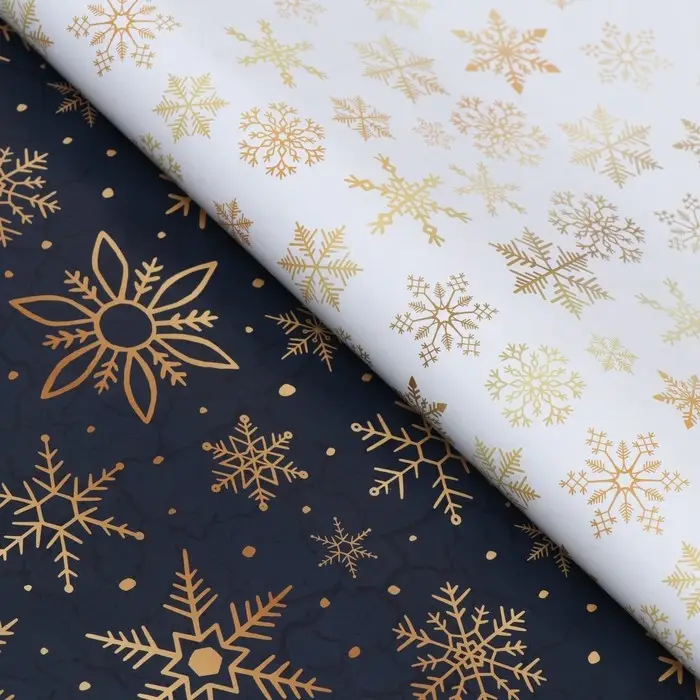 Бумага упаковочная глянцевая «Снежинки», двусторонняя,70×100 см