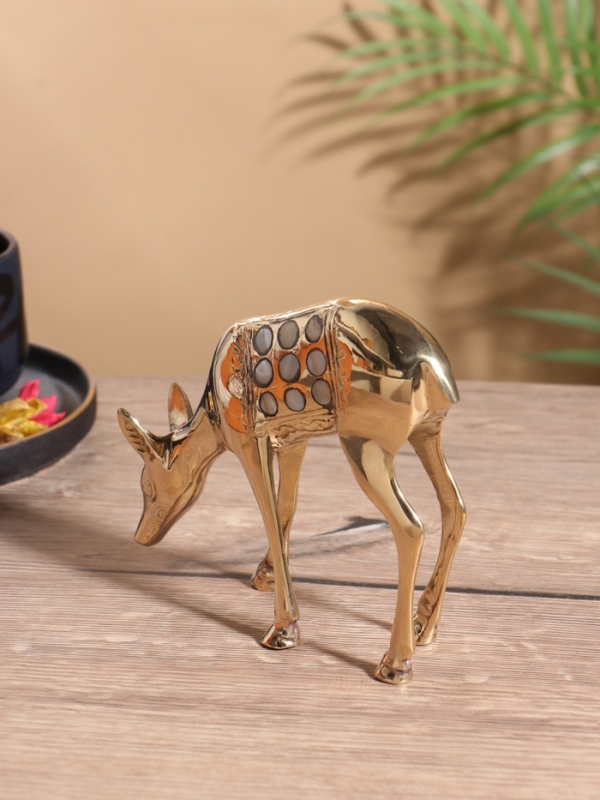Сувенир «Косуля», латунь с перламутром, 13×4.5×15 см