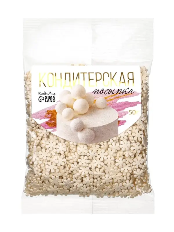 Снежинки перламутровые, белые, 50 г Снежинки перламутровые, белые, 50 г