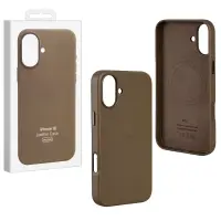 Чехол iPh 16 Leather Case 100% ORG (MagSafe) c LOGO Taupe