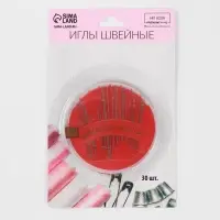 Иглы швейные в пластиковой коробочке, 30 шт, цвет МИКС