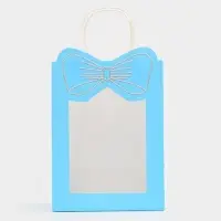 Пакет подарочный бумажный с окном &laquo;Бант&raquo;, 19&times;26&times;13 см, голубой