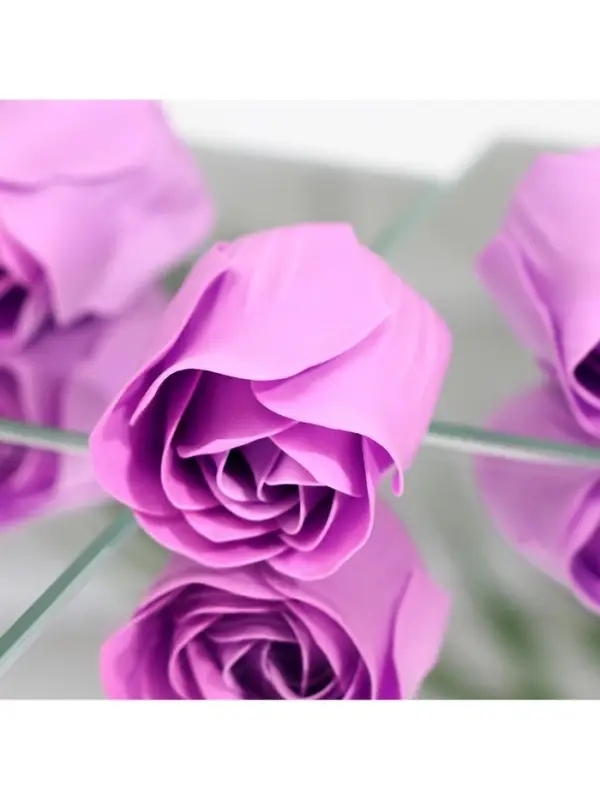 Мыльные розы, фиолетовые, набор 3 шт., в коробке