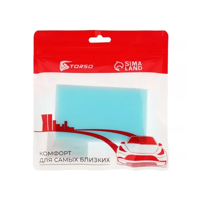 Губка для ухода за автомобилем TORSO, 10×6×2 см, голубая