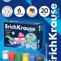 Гуашь 6 цветов &times; 20 мл, ErichKrause Kids Space Animals, с УФ защитой яркости, в коробке