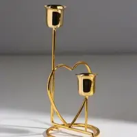 Подсвечник на 2 свечи &laquo;Сердце&raquo;, d=2.5 см под золото, 17.5&times;10&times;8 см