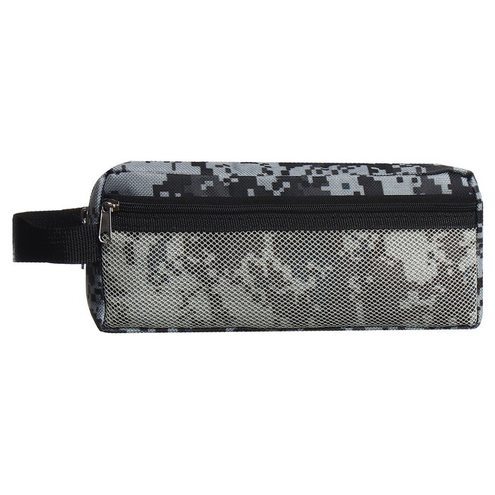 Пенал мягкий 3 отделения, 90 х 215 х 80 мм, объёмный, с ручкой,Calligrata, Пенал мягкий 3 отделения, 90 х 215 х 80 мм, объёмный, с ручкой,Calligrata, "Миллитари" серый