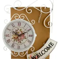 Часы настенные двусторонние, на подвесе WELCOME, d=23 см, 47&times;31 см, 2хАА, белые