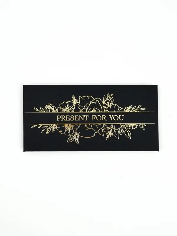 Конверт для денег Present for you, 16.5&times;8 см, тиснение, чёрный крафт
