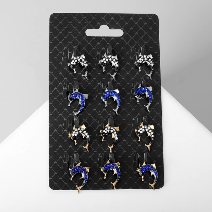 Брошь «Дельфин» мини, цвет МИКС (неделимая фасовка 12 шт., цена за шт.)