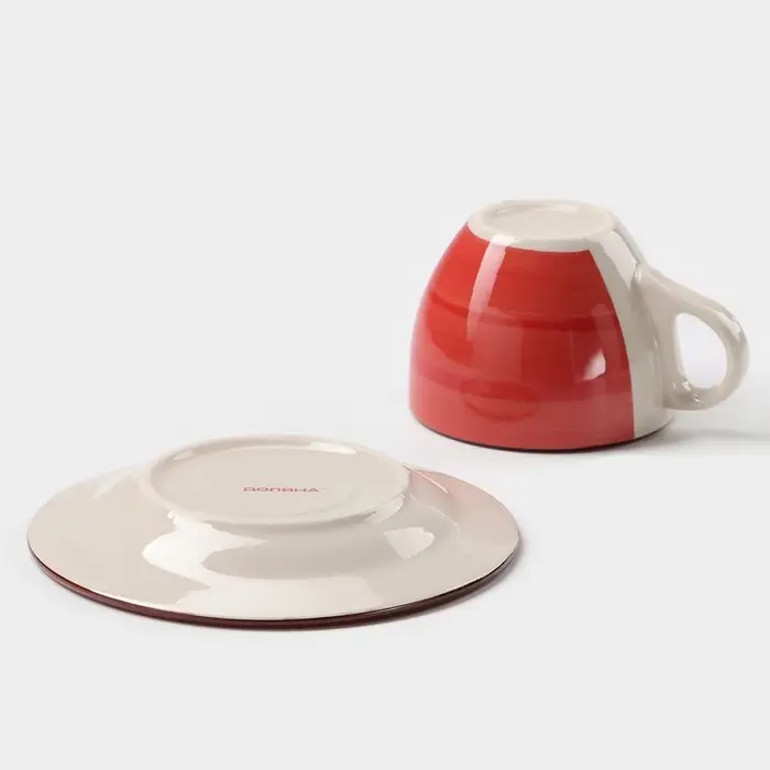 Чайная пара керамическая Доляна «Морской мир», чашка 200 мл, блюдце d=14,5 см, цвет красный Чайная пара керамическая Доляна «Морской мир», чашка 200 мл, блюдце d=14,5 см, цвет красный