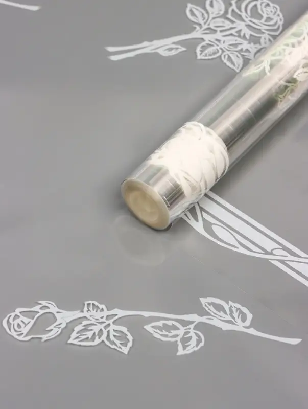 Пленка прозрачная с рисунком "Роза+кайма" Белый 0.7×8.2±5%м