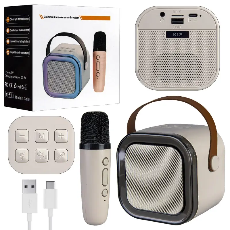 Портативная акустика с микрофоном K12 Бежевая