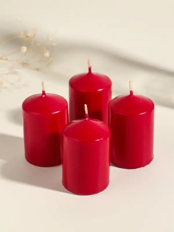 Набор: свеча - цилиндр &laquo;Интерьерный&raquo;, 4 шт., 6&times;4 см, 10 ч, бордовый