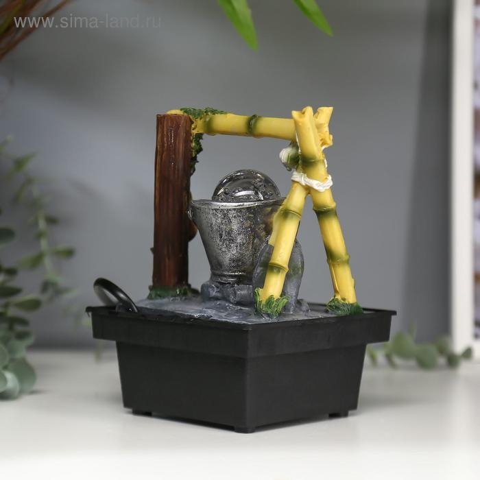Фонтан настольный от сети Фонтан настольный от сети "Водяная мельница из бамбука" 18х12х12 см