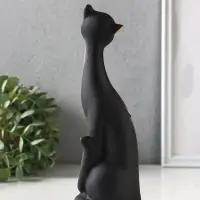 Фигура керамика &laquo;Кошка Итальянка&raquo;, бабочки, 21 см, чёрный