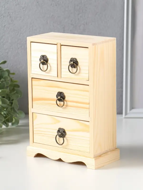 Шкатулка для росписи дерево &laquo;Комод 4 ящика&raquo;, для творчества, декора, 22&times;15&times;8.2 см