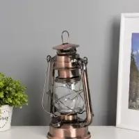 Ночник декоративный LED, аккум 5800mAh 3,7V "Фонарь" регулятор яркости бронза 11,5х16х24 см   109144