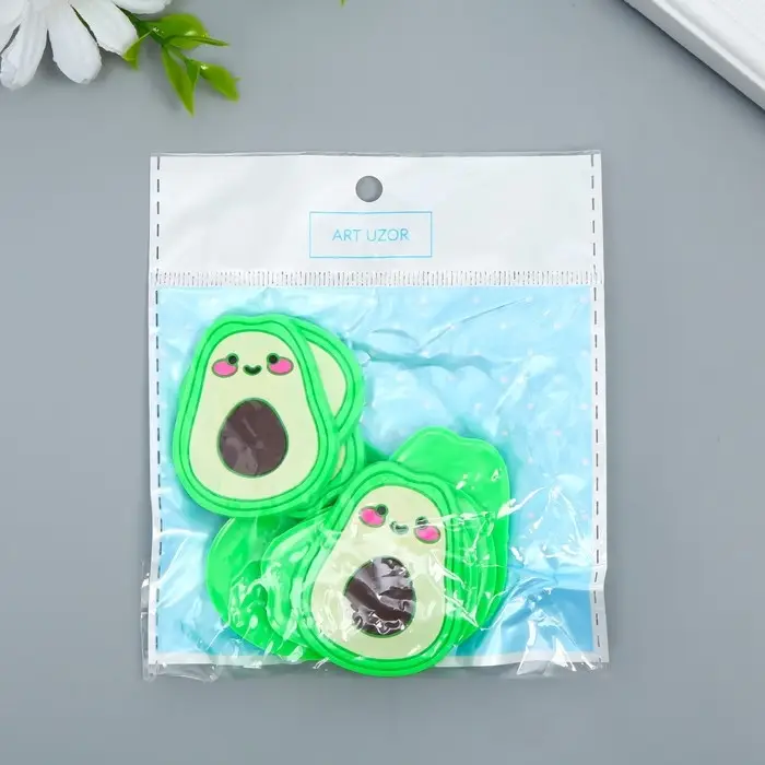 Декор для творчества резина Декор для творчества резина "Авокадо с рожицей" набор 10 шт 4,5х3,5 см