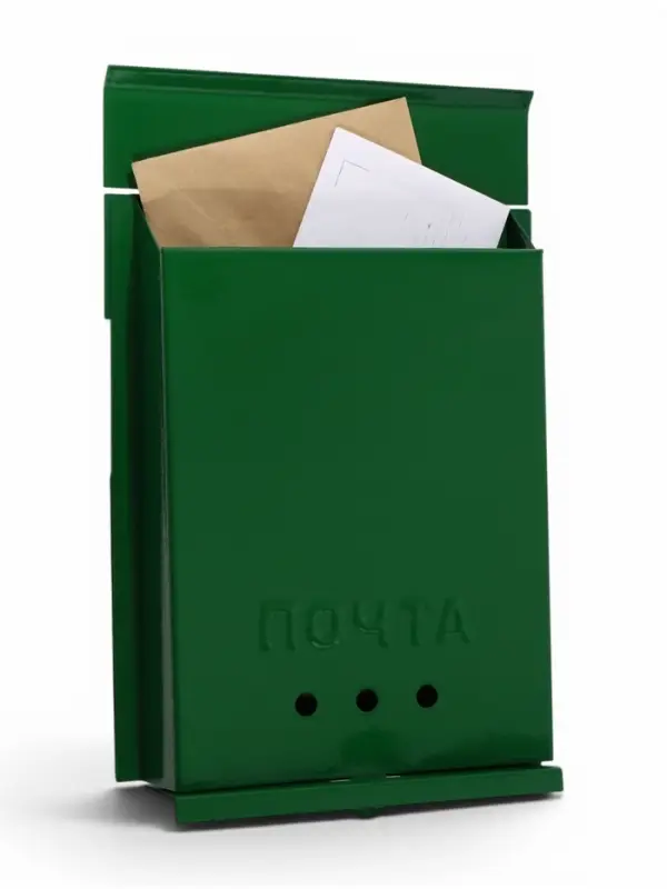 Ящик почтовый «Почта», вертикальный, без замка (с петлёй), зелёный Ящик почтовый «Почта», вертикальный, без замка (с петлёй), зелёный