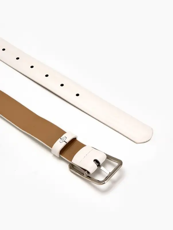 Ремень женский Classic 110&times;3 см, пряжка металл, серебристая, белый