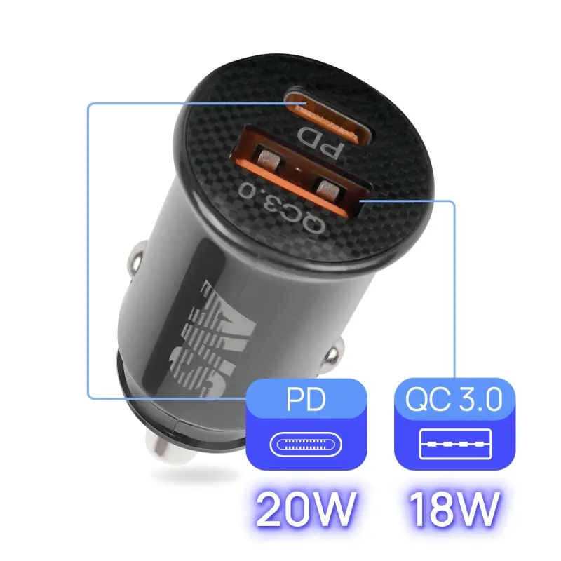 Автомобильное ЗУ AVS UC-614, 1 QC USB/1 PD Type-C, 3.0 А, 20 Вт (A40840S)