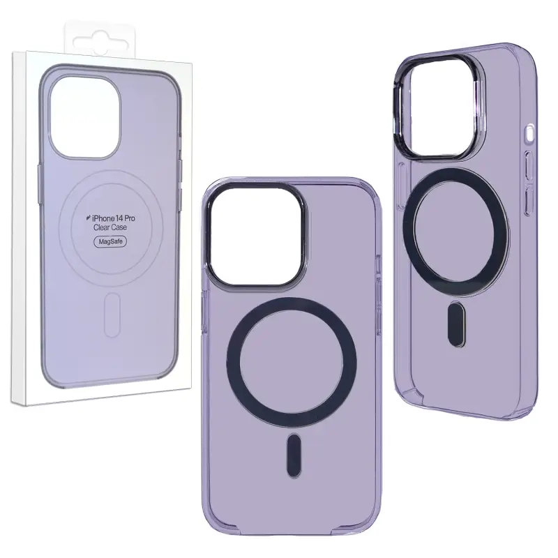 Чехол 14 Pro Clear Case Purple (MagSafe + анимация NFC Clear ) ORG Чехол 14 Pro Clear Case Purple (MagSafe + анимация NFC Clear ) ORG