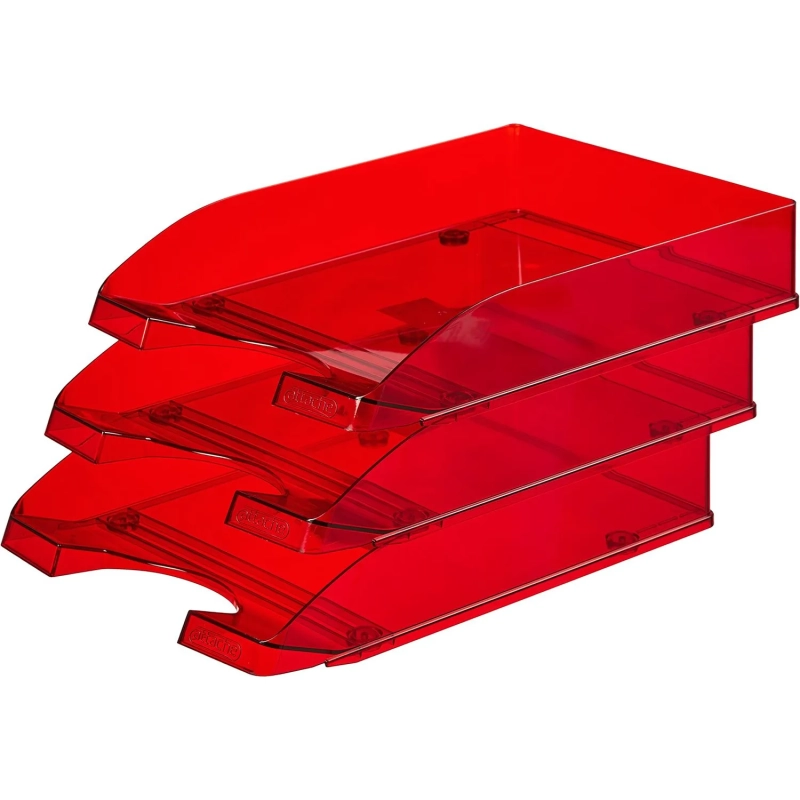 Лоток горизонтальный Attache Line прозрачный бордовый 340х255х63мм