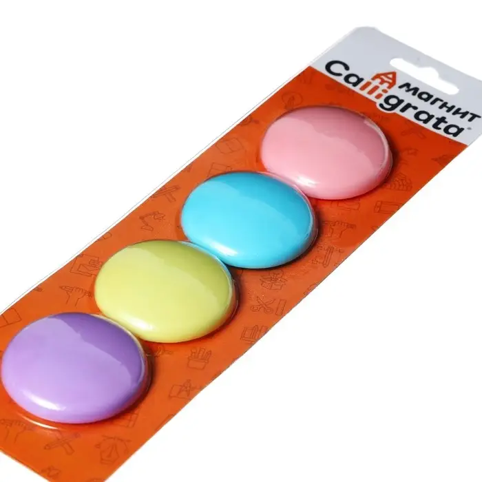 Набор магниты для доски d-4см, 4 штук, на блистере, пастель Набор магниты для доски d-4см, 4 штук, на блистере, пастель