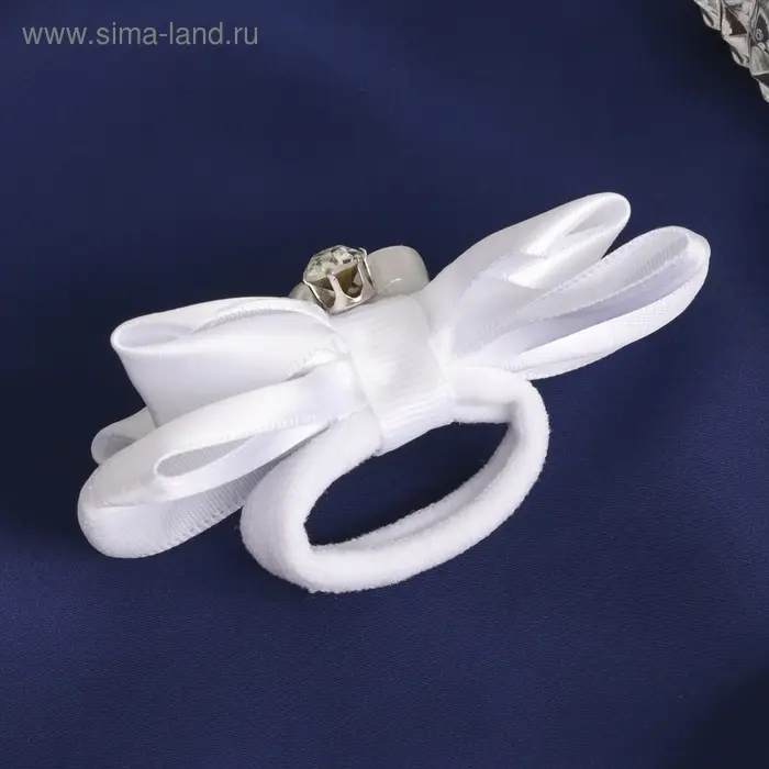 Резинка для волос «Школьница», двойной бант бусинки, 7.5 см, белая Резинка для волос «Школьница», двойной бант бусинки, 7.5 см, белая