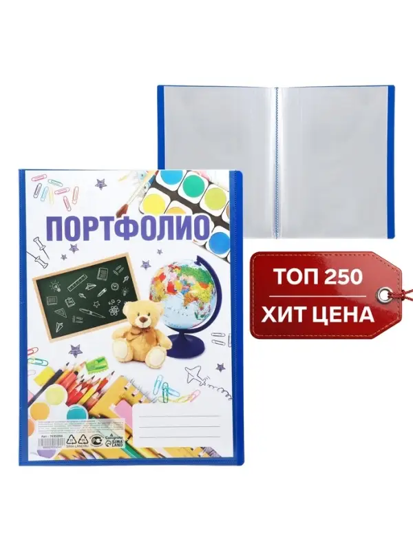 Папка-портфолио пластиковая А4, Calligrata &laquo;Снова в школу&raquo;, 20 файлов