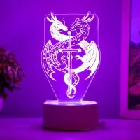 Светильник 3D RISALUX &laquo;Два дракона&raquo;, LED-ночник, белый, 10&times;9.5&times;16 см