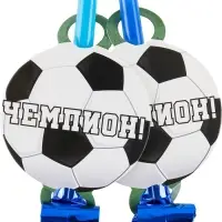Карнавальные язычки гудки "Футбол" 11 см, 6 шт. в упак.