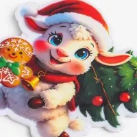 Наклейка на стекло "Козлёнок с ёлочкой и печенюшкой" 20х25 см