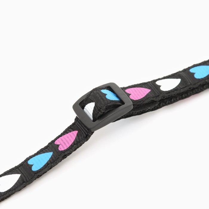 Ошейник двухслойный с фастексом Ошейник двухслойный с фастексом "Сердечки" 30 х 1 см, чёрный