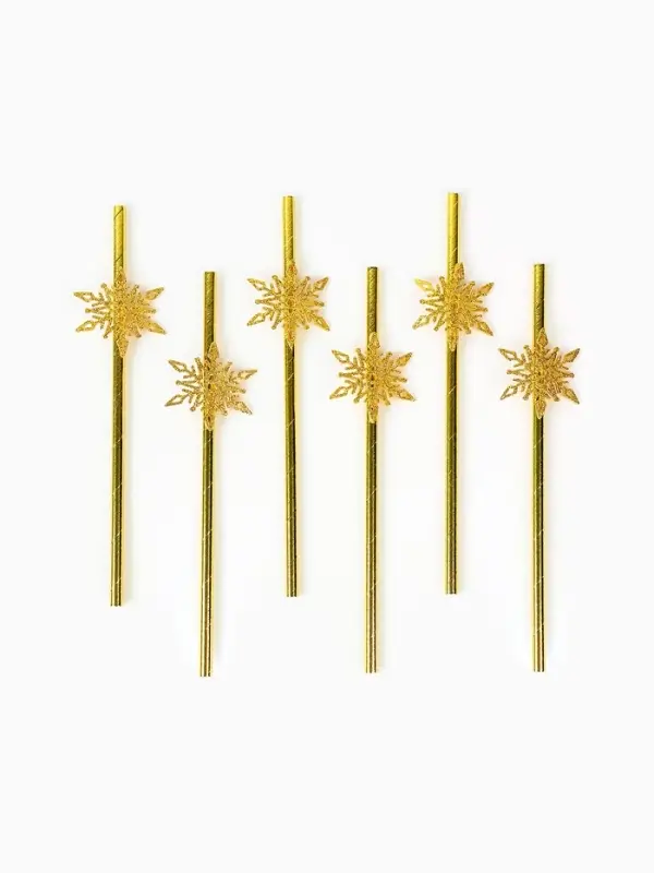 Трубочки для коктейля  Трубочки для коктейля "Снежинки", набор 6 шт.