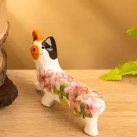 Сувенир «Котик в цветах», 13×3×9 см, дерево, бело-оранжевый