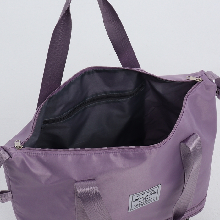 Сумка дорожная на колёсах, с увеличением, наружный карман, держатель для чемодана, цвет сиреневый Сумка дорожная на колёсах, с увеличением, наружный карман, держатель для чемодана, цвет сиреневый
