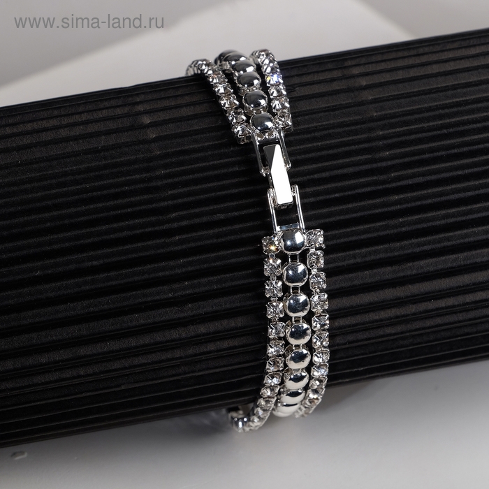 Браслет со стразами «Сияй» нить кругами, цвет белый в серебре, 18 см Браслет со стразами «Сияй» нить кругами, цвет белый в серебре, 18 см