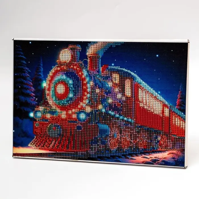 Алмазная мозаика на новый год с частичным заполнением на подрамнике &laquo;Экспресс&raquo;, с гирляндой, 20&times;30 см, набор для творчества