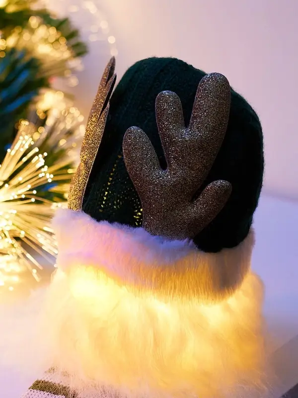 Фигура текстиль «Гном зеленая шапочка» 33 см, 1 LED, от батареек AG13×3, свечение тёплое белое