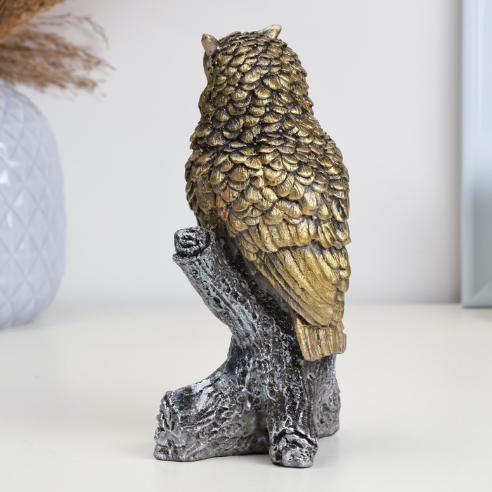 Фигура Фигура "Филин на дереве" золото, 14х8х7см
