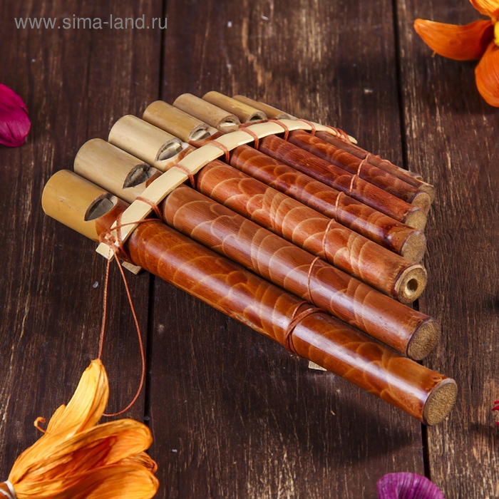 Сувенирный музыкальный инструмент Сувенирный музыкальный инструмент "Флейта Пана" 21х13х2 см,МИКС,